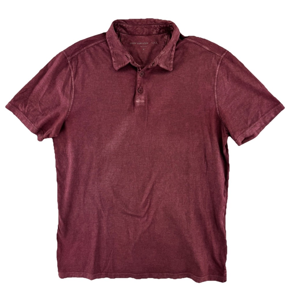 John Varvatos USA Distressed Polo Shirt Mens Medium Red Cotton
